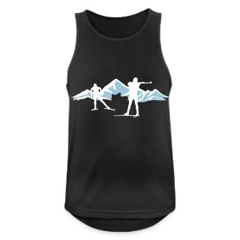 Biathlon - Biathleten und Berge - Männer Tank Top atmungsaktiv - Schwarz - Vorne - Nick (188cm)