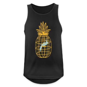 naturecontest cage ananas et oiseau - Débardeur respirant Homme - noir - Devant - Nick (188cm)
