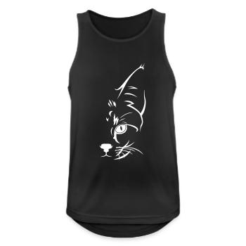 Chat Chat Cadeau Amis chats Visage de chat - Débardeur respirant Homme - noir - Devant - Nick (188cm)
