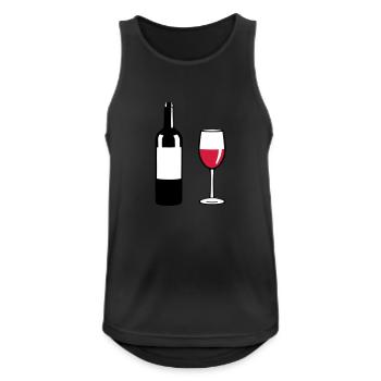 Weinflasche und Weinglas - Männer Tank Top atmungsaktiv - Schwarz - Vorne - Nick (188cm)