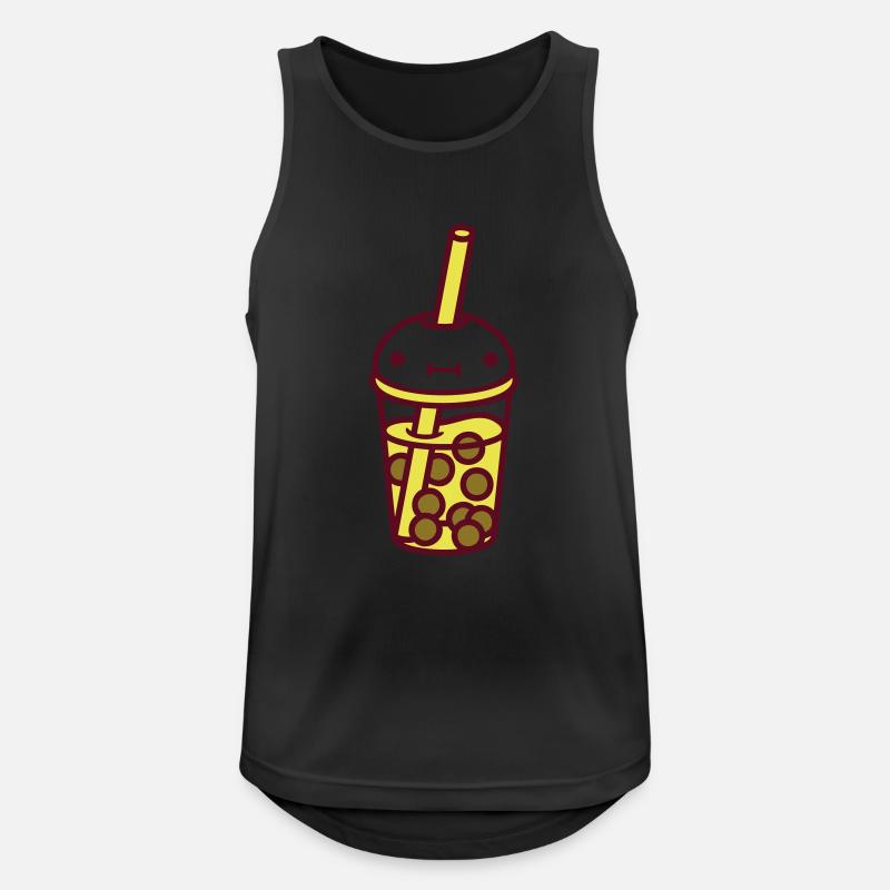 Gesicht Bubble Tea Comic - Männer Tank Top atmungsaktiv - Schwarz
