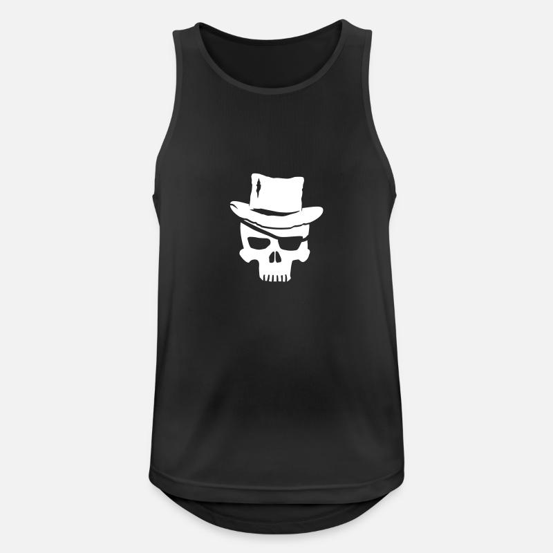 skull pirate hat - Men's Breathable Tank Top - black