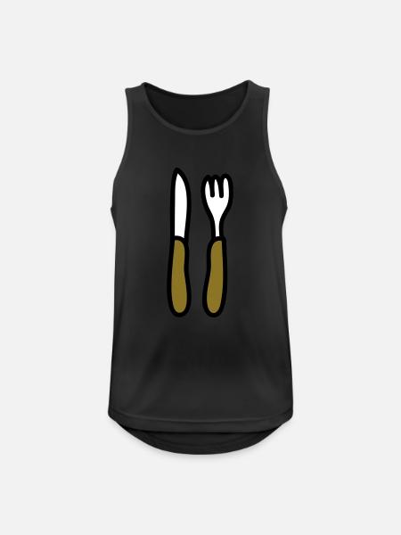 Eßbesteck - Männer Tank Top atmungsaktiv - Schwarz