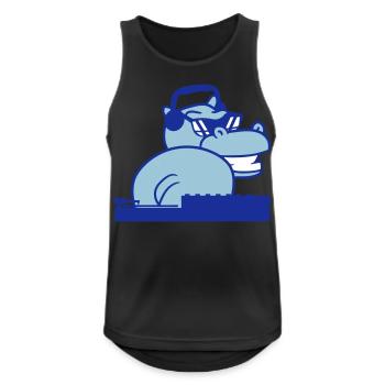 Drôle DJ Party Hippopotame Sourires Musique Club Fun - Débardeur respirant Homme - noir - Devant - Nick (188cm)