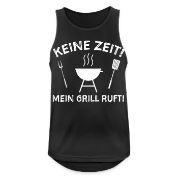 Grillen Sprüche Grillbesteck - Männer Tank Top atmungsaktiv - Schwarz - Vorne - Nick (188cm)