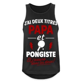 Papa Pongiste cadeau fête des pères Noël Ping Pong - Débardeur respirant Homme - noir - Devant - Nick (188cm)