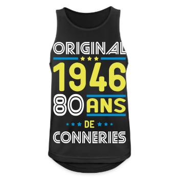 Original – 1946 – 80 Jahre - Männer Tank Top atmungsaktiv - Schwarz - Vorne - Nick (188cm)