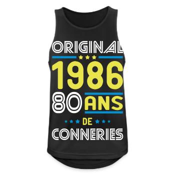 Original – 1986 – 40 ans de conneries - Débardeur respirant Homme - noir - Devant - Nick (188cm)