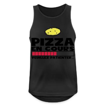 PIZZA EN COURS(+dessin) - Débardeur respirant Homme - noir - Devant - Nick (188cm)