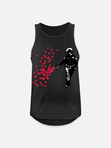 Stencil Polizei - Streetart Pepper Spray Cop Herz - Männer Tank Top atmungsaktiv - Schwarz