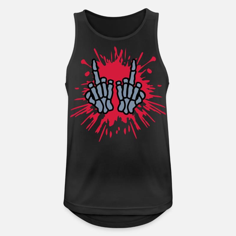 Farbklecks Mittelfinger Knochen Hände - Männer Tank Top atmungsaktiv - Schwarz