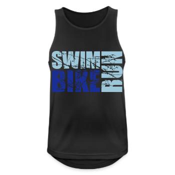 cracks scratch stamp swim bike run text logo tria - Men's Breathable Tank Top - black - Front - Nick (188cm)