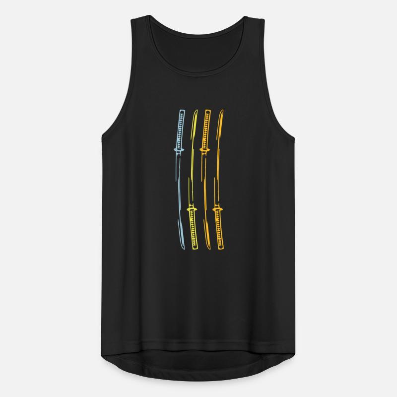 Samurai Japan Katana Ninja Schwert retro Vektor 3 Männer Tank Top atmungsaktiv