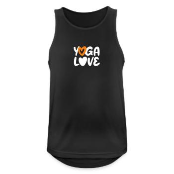 Yoga Love Heart Citation Fan Méditation Écriture manuscrite - Débardeur respirant Homme - noir - Devant - Nick (188cm)