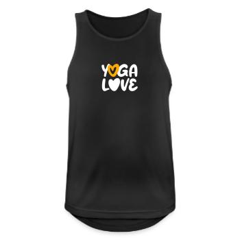 Yoga Love Heart Citation Fan Méditation Écriture manuscrite - Débardeur respirant Homme - noir - Devant - Nick (188cm)
