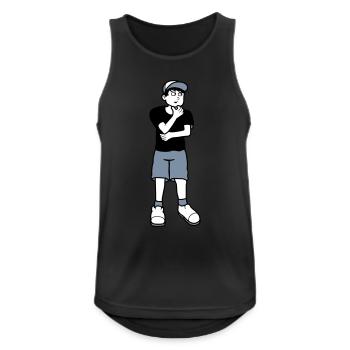 Junge überlegt Pose - Männer Tank Top atmungsaktiv - Schwarz - Vorne - Nick (188cm)