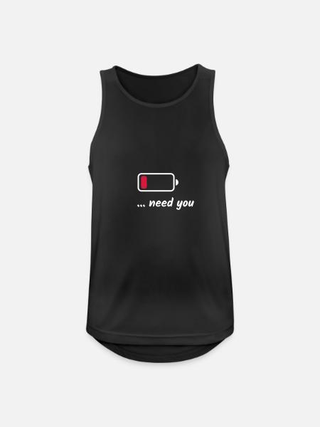 Low Battery Need You White - Men's Breathable Tank Top - black