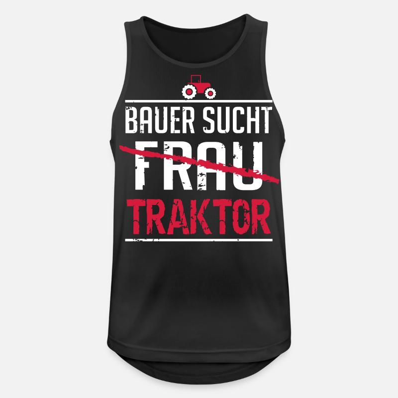 Bauer sucht Traktor - Männer Tank Top atmungsaktiv - Schwarz