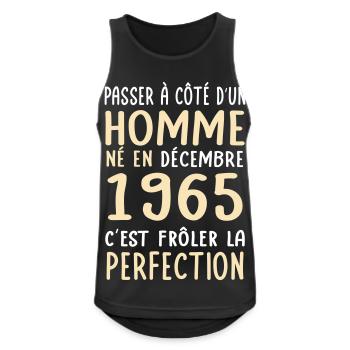 Anniversaire 60 ans - Né en en Décembre 1965 - Débardeur respirant Homme - noir - Devant - Nick (188cm)