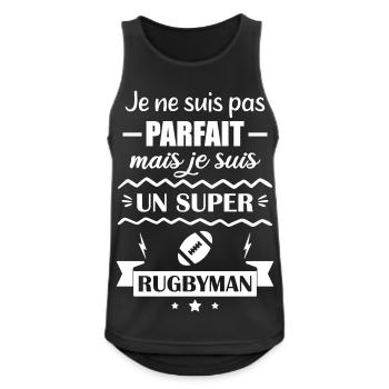 Super Rugbyman Sport Humour Rugby - Men's Breathable Tank Top - black - Front - Nick (188cm)