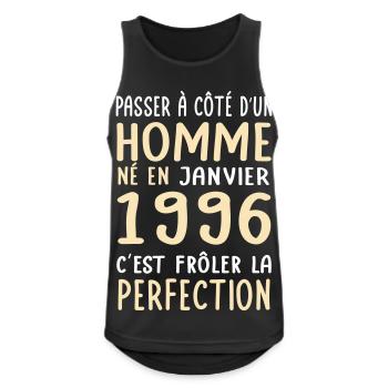 Anniversaire 30 ans - Né en Janvier 1996 - Débardeur respirant Homme - noir - Devant - Nick (188cm)