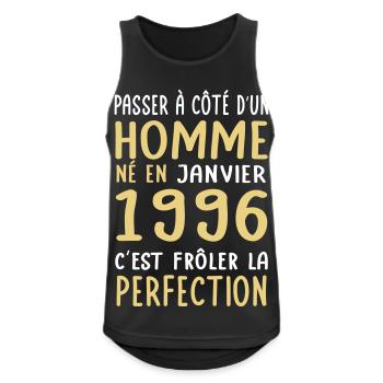 Anniversaire 30 ans - Né en Janvier 1996 - Débardeur respirant Homme - noir - Devant - Nick (188cm)