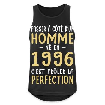 Né en 1996 – Frôler la perfection  - Débardeur respirant Homme - noir - Devant - Nick (188cm)