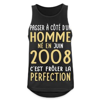 Anniversaire 18 ans - Né en Juin 2008 - Débardeur respirant Homme - noir - Devant - Nick (188cm)