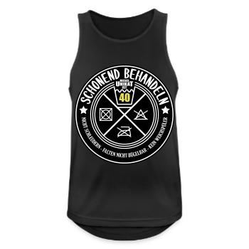 Schonend behandeln Unikat ist 40 | Farben änderbar - Männer Tank Top atmungsaktiv - Schwarz - Vorne - Nick (188cm)