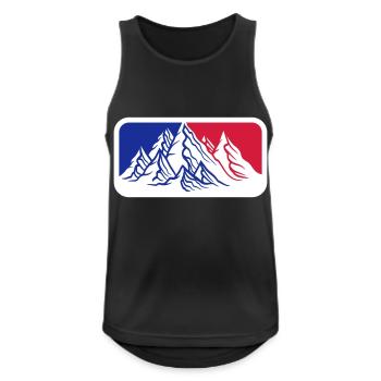 rouge bleu logo montagnes huegel alpes randonnees urlaug fe - Débardeur respirant Homme - noir - Devant - Nick (188cm)
