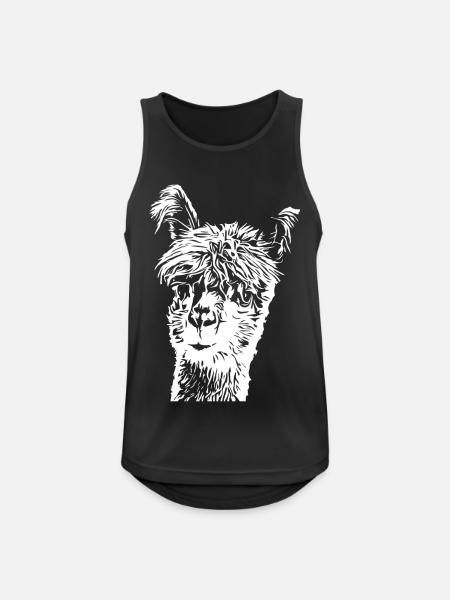Lama Alpaka - Männer Tank Top atmungsaktiv - Schwarz