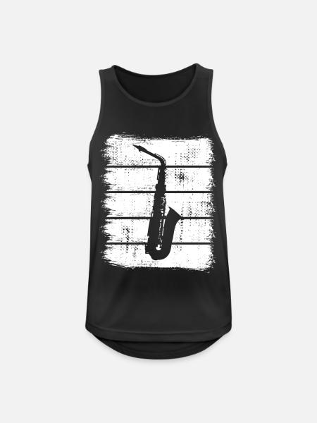 Saxophon Skizze - Männer Tank Top atmungsaktiv - Schwarz