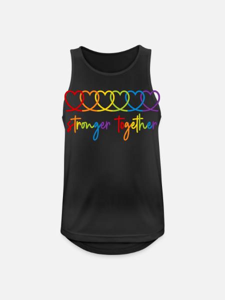 Stronger together Regenbogen Herzen Pride Month - Männer Tank Top atmungsaktiv - Schwarz