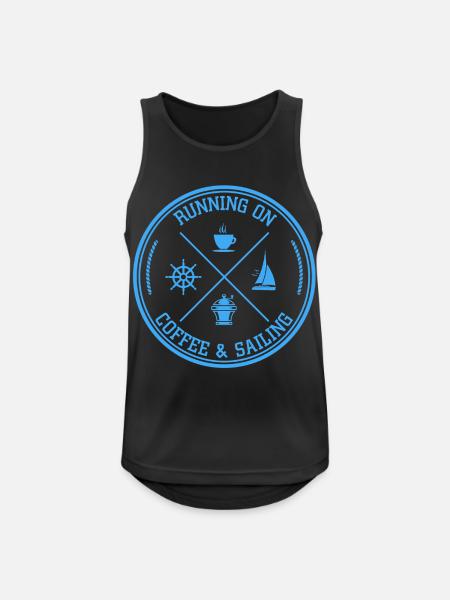 Kaffee und Segeln Nautische Zitat - Männer Tank Top atmungsaktiv - Schwarz