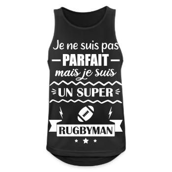 Super Rugbyman Sport Humor Rugby - Männer Tank Top atmungsaktiv - Schwarz - Vorne - Nick (188cm)