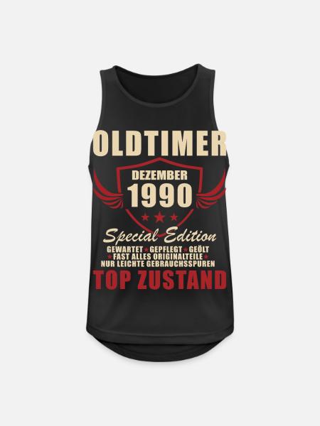 Oldtimer Dezember 1990 Sonderedition - Männer Tank Top atmungsaktiv - Schwarz