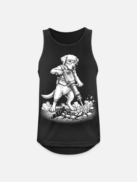 Bauarbeiter Hund mit Presslufthammer, Handwerk - Männer Tank Top atmungsaktiv - Schwarz