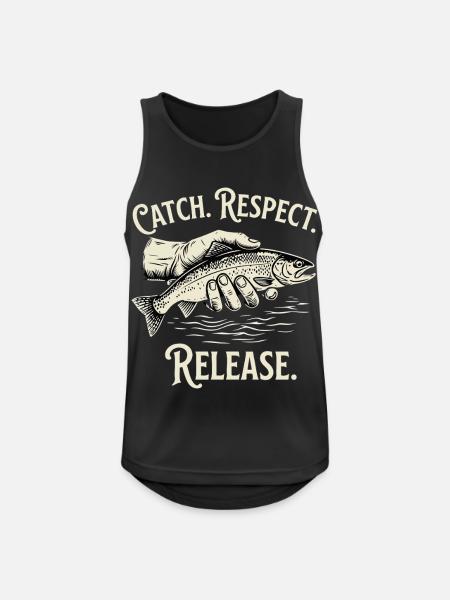 Catch Respect Release Angler - Männer Tank Top atmungsaktiv - Schwarz
