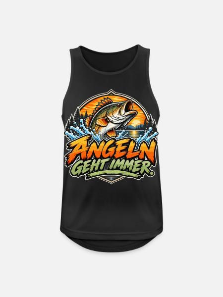 Angeln geht immer - Männer Tank Top atmungsaktiv - Schwarz