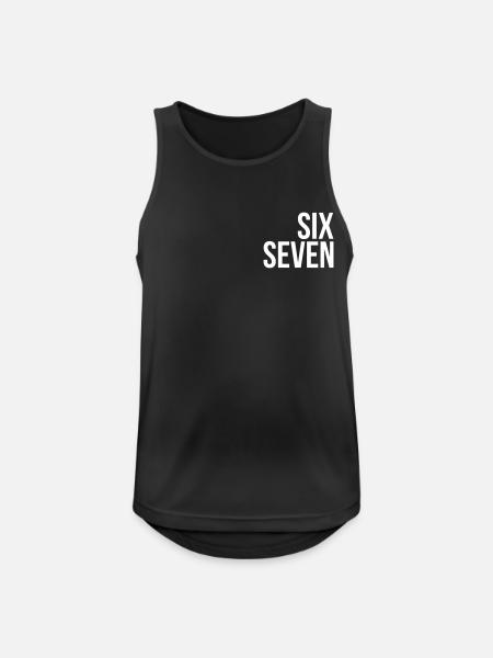 67 "six seven" text - Männer Tank Top atmungsaktiv - Schwarz