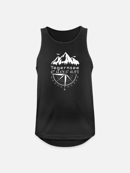 Tegernsee Koordinaten - Männer Tank Top atmungsaktiv - Schwarz