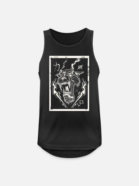 Tiger white - Männer Tank Top atmungsaktiv - Schwarz