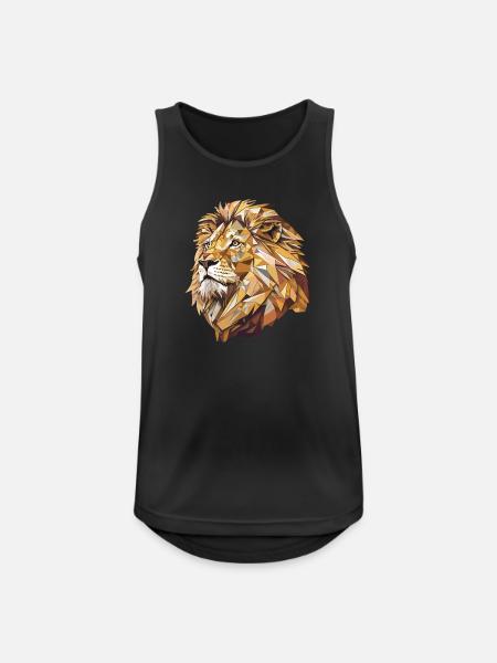 Stilisierter Löwe, geometrisch - Männer Tank Top atmungsaktiv - Schwarz
