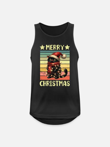 Schwarze Katze Weihnachten - Männer Tank Top atmungsaktiv - Schwarz
