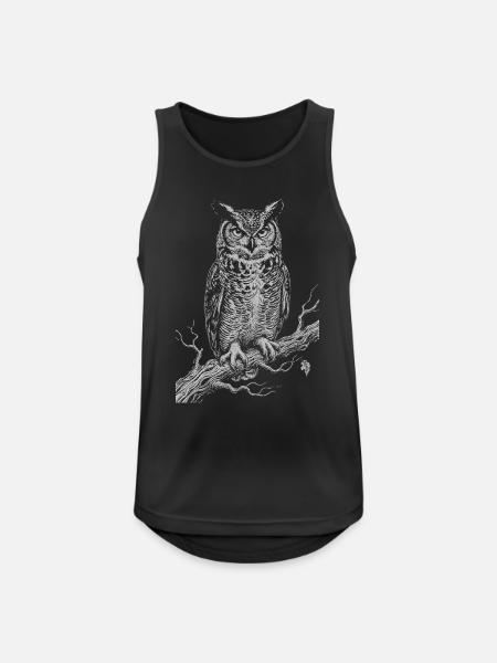 Eulen-Silhouette auf Moonlit Branch - Männer Tank Top atmungsaktiv - Schwarz