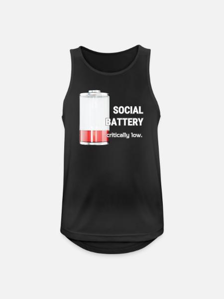 Social Battery – Critically Low - Männer Tank Top atmungsaktiv - Schwarz