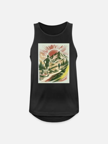 Trailer und Wanderer Retro Design - Männer Tank Top atmungsaktiv - Schwarz