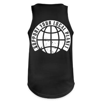 SUPPORT YOUR LOCAL PLANET - Männer Tank Top atmungsaktiv - Schwarz - Hinten - Nick (188cm)