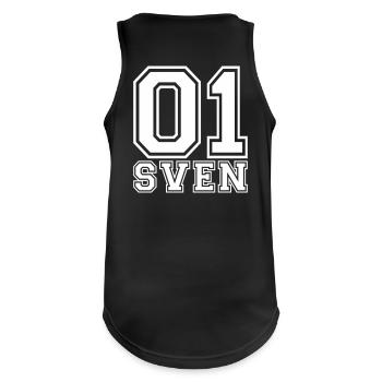 Sven - Name - Männer Tank Top atmungsaktiv - Schwarz - Hinten - Nick (188cm)