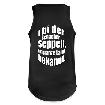 I bi der Schacher Seppeli | Vektorgrafik - Männer Tank Top atmungsaktiv - Schwarz - Hinten - Nick (188cm)